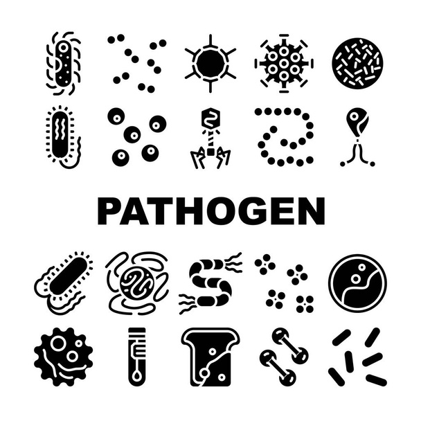 Pathogeen Virus Ziekte Verzameling Pictogrammen Vector instellen - Vector, afbeelding