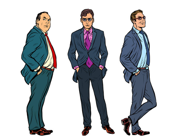 Set of three businessmen - Vettoriali, immagini