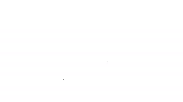 Черная линия ноутбука с символом ноты на экране значок изолирован на белом фоне. Видеографическая анимация 4K - Кадры, видео