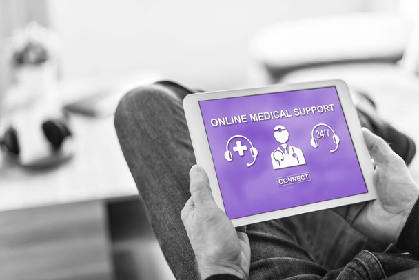 Tablet screen displaying an online medical support concept - Photo, Image