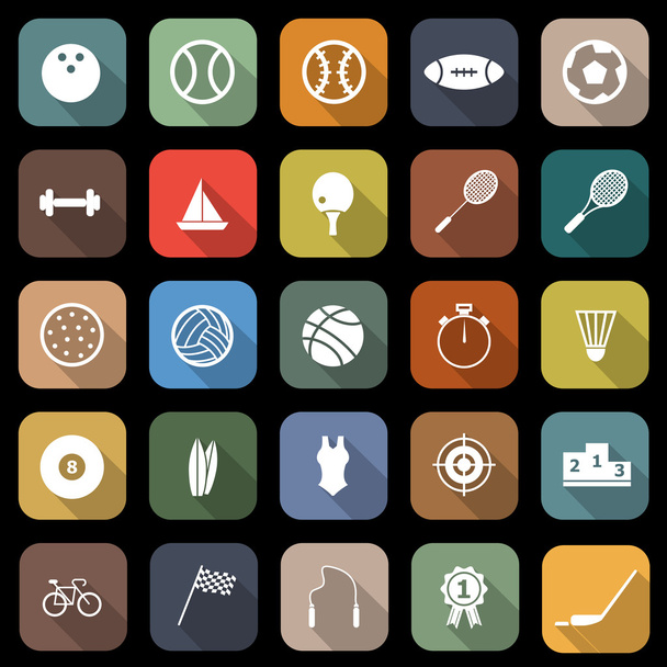 Sport flat icons with long shadow - Vector, Image