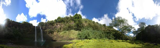 Wailua водоспад Гавайська водоспад, панорамний вид - Фото, зображення