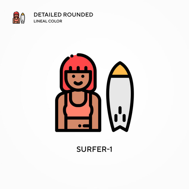 Icona del vettore Surfer-1. Concetti moderni di illustrazione vettoriale. Facile da modificare e personalizzare. - Vettoriali, immagini