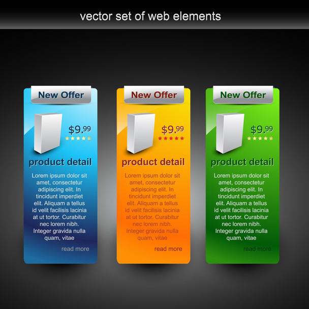 Vector web elements in different colors - Wektor, obraz