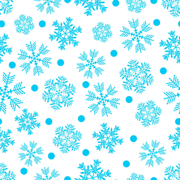 Snowflake seamless winter pattern. Christmas vector pattern on a white background. For wrapping paper or fabric. - Vector, Image