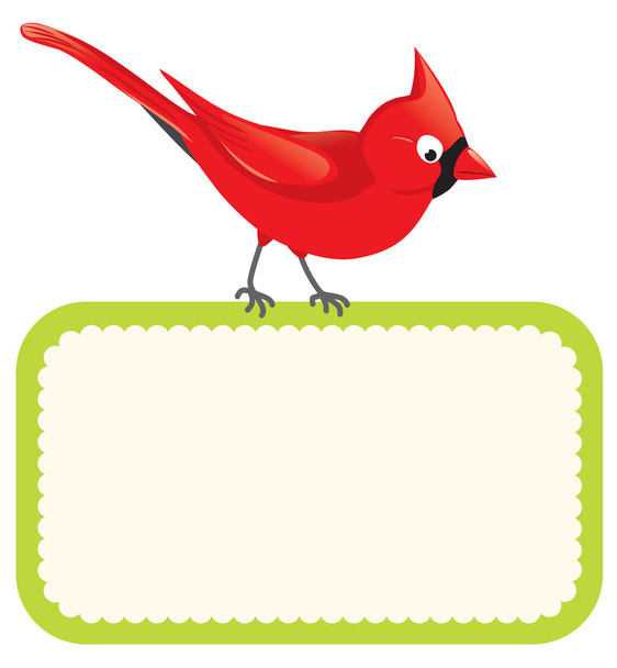 Pájaro rojo con signo en blanco
 - Vector, Imagen