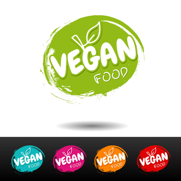 Een set veganistische voedselbadges. Handgetekende vectoretiketten.  - Vector, afbeelding