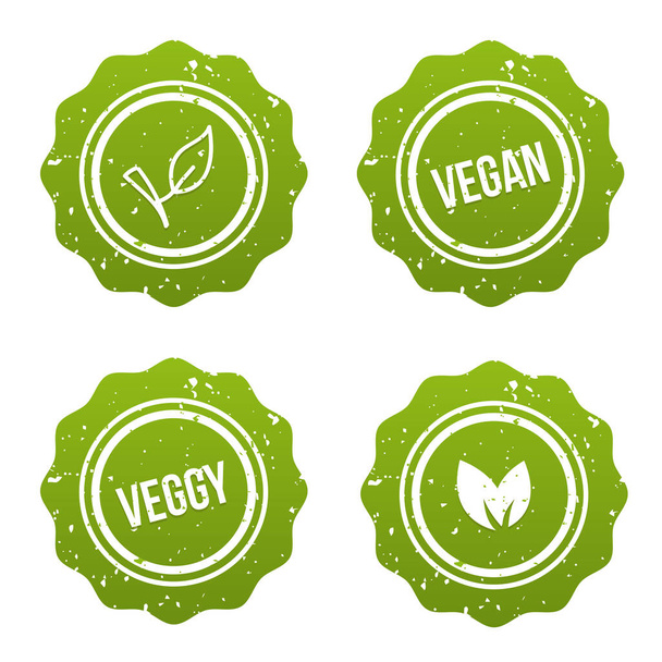 Vegan Button und Vegetarisch Banner Σετ. - Διάνυσμα, εικόνα