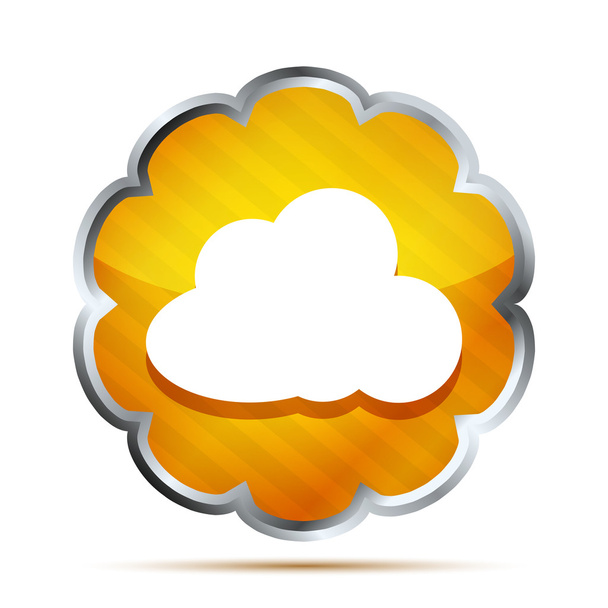 yellow striped icon with cloud on a white background - Vektor, kép