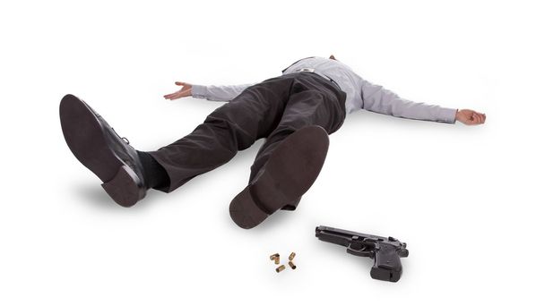 Бизнесмен лежит мертвый в полу
 - Фото, изображение