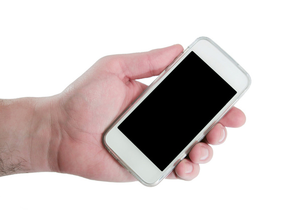 Woman hand showing smart phone with isolated screen - Фото, зображення