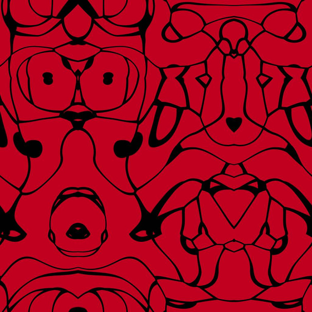 Patrón abstracto sin costuras en tonos rojo brillante y negro - Foto, Imagen