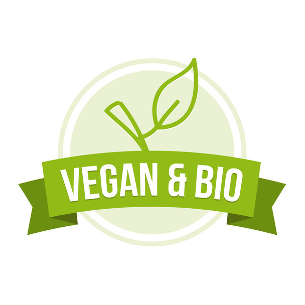 Botão Vegan und Bio - Websiegel - Vetor, Imagem