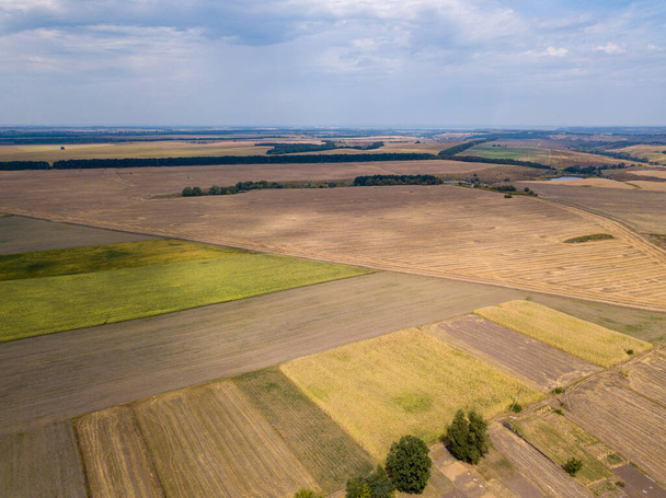 Luchtdrone zicht. Landbouwvelden in Oekraïne. - Foto, afbeelding