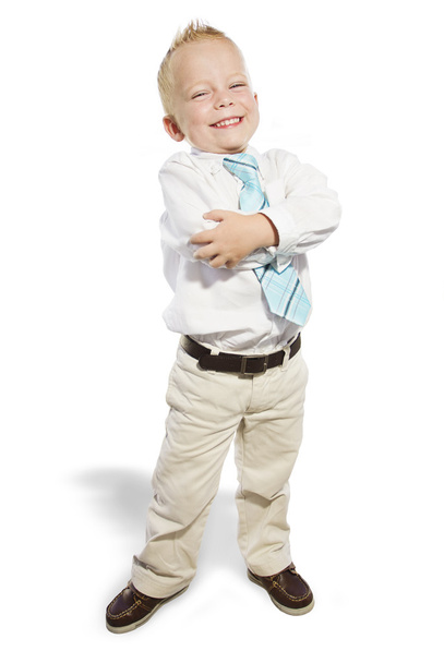 lachende kleine zakenman - Foto, afbeelding