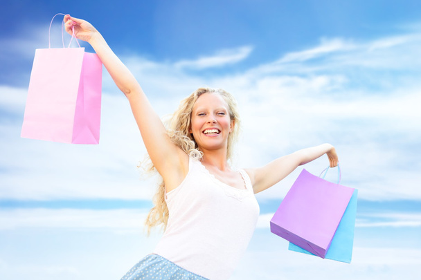Shopping woman happy holding shopping bags, Venice - Foto, Imagem