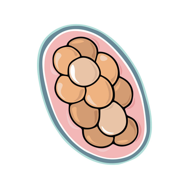 Kolorowe ręcznie rysowane tasiemca helminth jaj wektor ilustracji izolowane na białym tle. Koncepcja pasożytów zwierzęcych i ludzkich. - Wektor, obraz