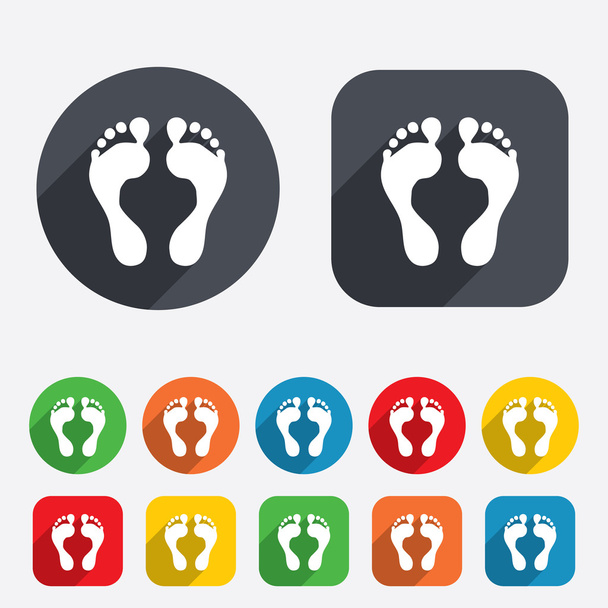 Human footprint sign icon. Barefoot symbol. - Vetor, Imagem