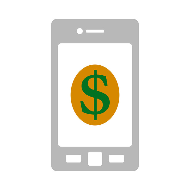 Smartphone With Dollar Sign Icon. Flat Color Design. Vector Illustration. - Vector, Imagen