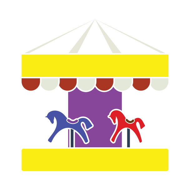 Children Horse Carousel Icon. Flat Color Design. Vector Illustration. - Vector, Image