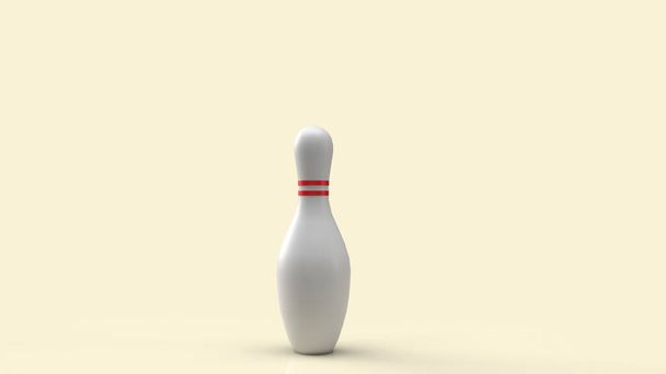 The white bowling pin on yellow background for sport content 3d rendering - Foto, Imagem