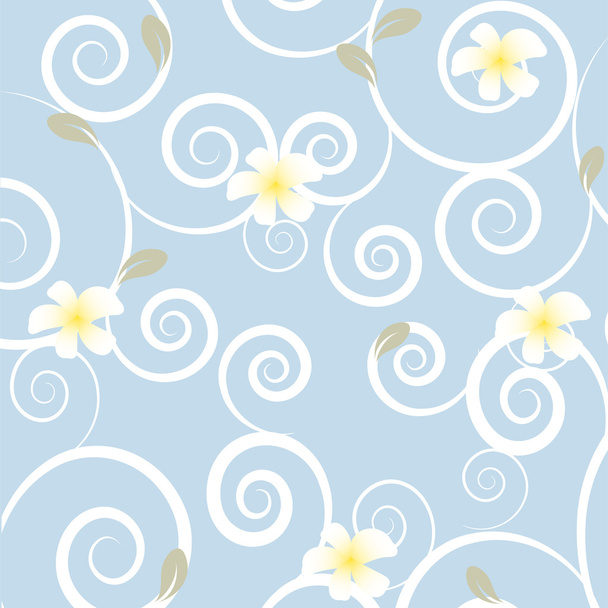 Floral seamless pattern floral card with white frangipani flowers - Вектор,изображение