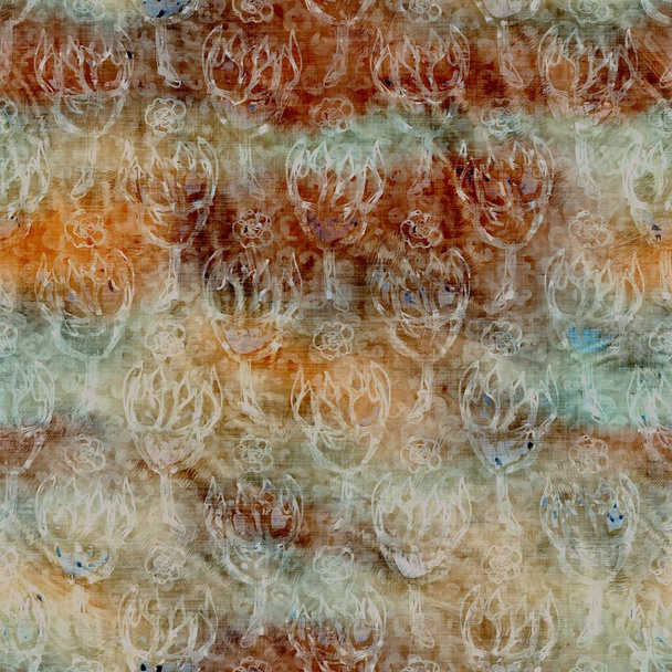 Verschwommenes Aquarell glitch kreative florale Textur Hintergrund. Unregelmäßige Blutungen färben nahtlose Muster ein. Ombre verzerrte Boho-Batik überall im Druck. Bunte launische dunkle Blume nass Wirkung. - Foto, Bild