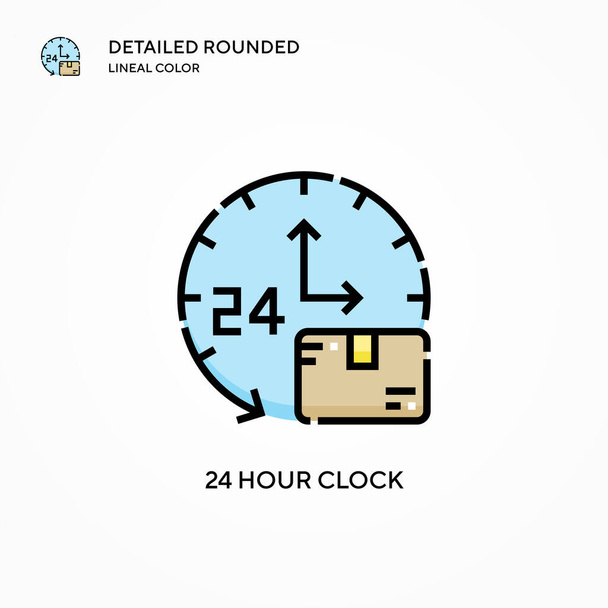 24 hour clock vector icon. Modern vector illustration concepts. Easy to edit and customize. - Vector, Image