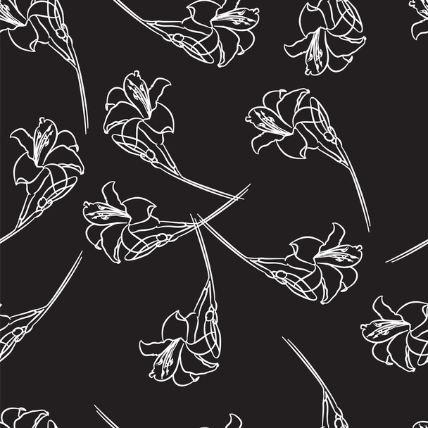 White lilies on a black background - Вектор, зображення