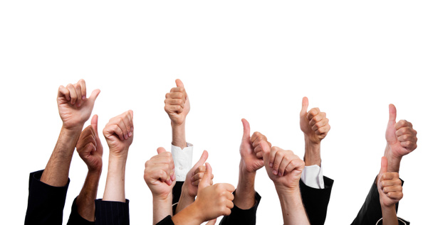 Business with Thumbs Up on White Background - Photo, Image