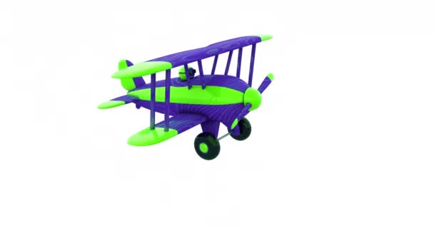 Ein Spielzeugflugzeug auf einer weißen Leinwand. 3D-Renderer - Filmmaterial, Video