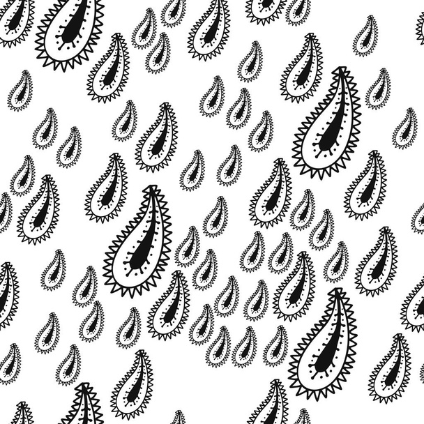Fekete-fehér paisley varrat nélküli vektor minta - Vektor, kép
