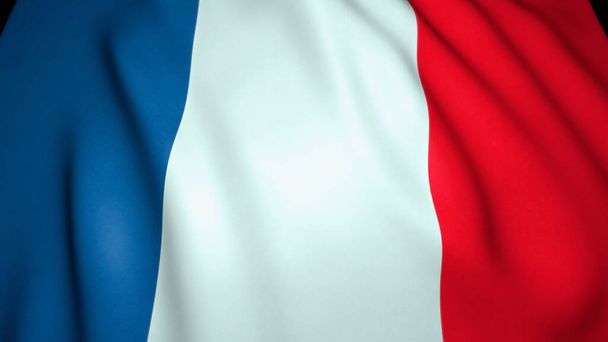 Waving realistic France flag background, 3d illustration - Photo, Image