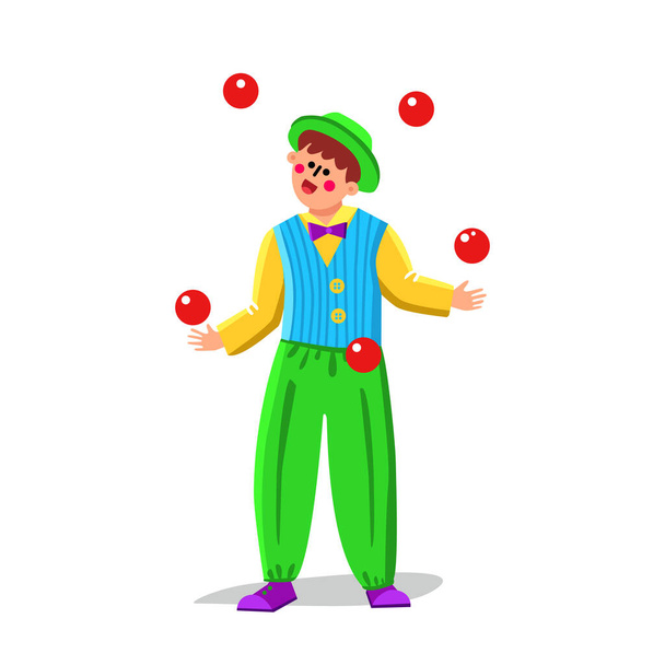 Juggler Clown Juggling Balls In Funny Suit Vector - Vector, Image