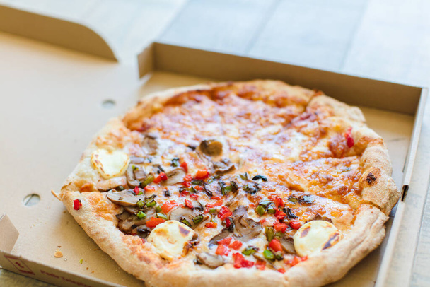 italian pizza close up. take away concept - Foto, Imagen