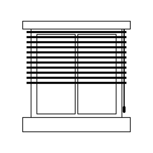 tende orizzontali finestra cornice decorazione isolato icona linea stile - Vettoriali, immagini