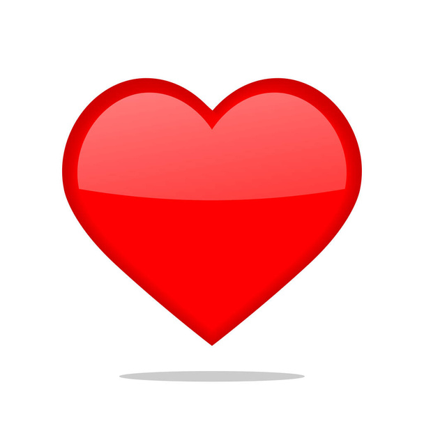  Iso punainen sydän eristetty valkoisella taustalla varjolla. Tasainen muotoilu kuvake. Sydän, rakkauden symboli ja ystävänpäivä. Vektoriesimerkki. - Vektori, kuva