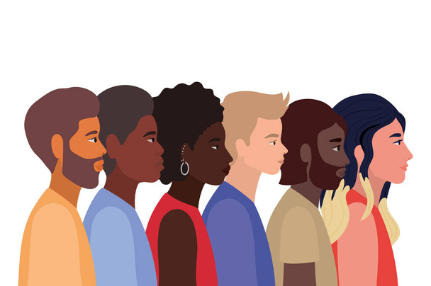 Diversity Skins von Frauen und Männern Cartoons Vektordesign - Vektor, Bild