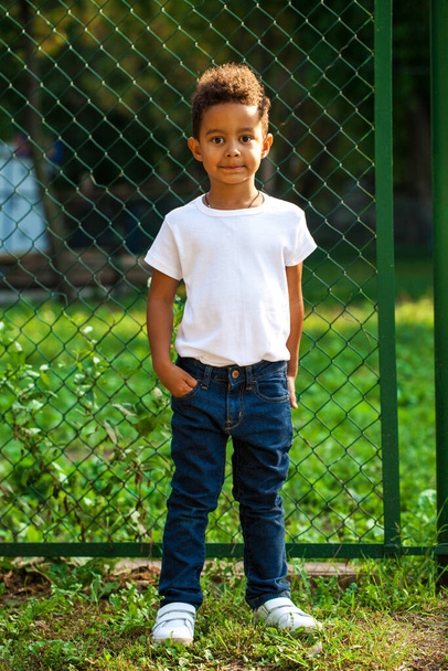Portrait of a young beautiful african little boy - Fotoğraf, Görsel