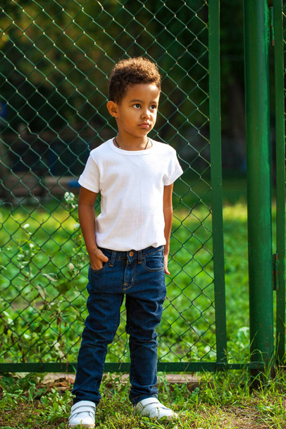 Portrait of a young beautiful african little boy - Fotó, kép