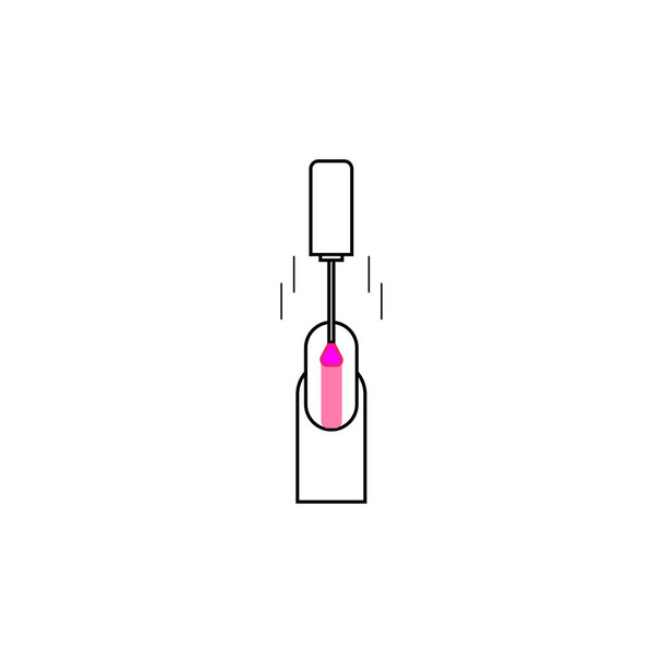 Cepillo esmalte de uñas. Icono de manicura rosa - Vector, imagen