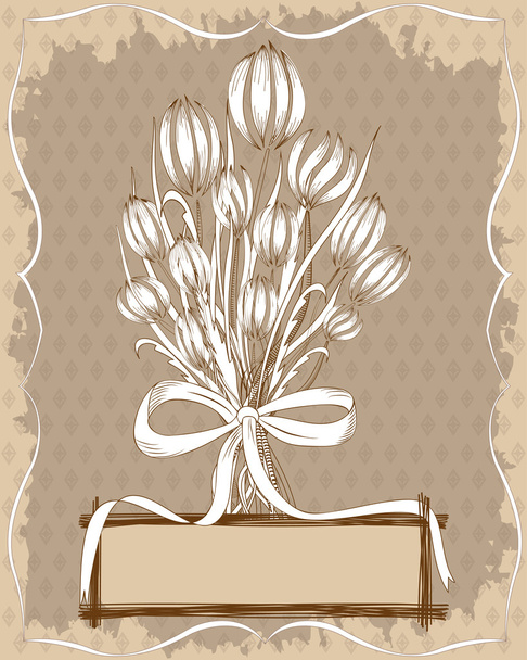 Vintage floral card with hand drawn elements - Vector, imagen