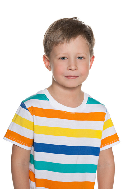 Mignon petit garçon en chemise rayée
 - Photo, image