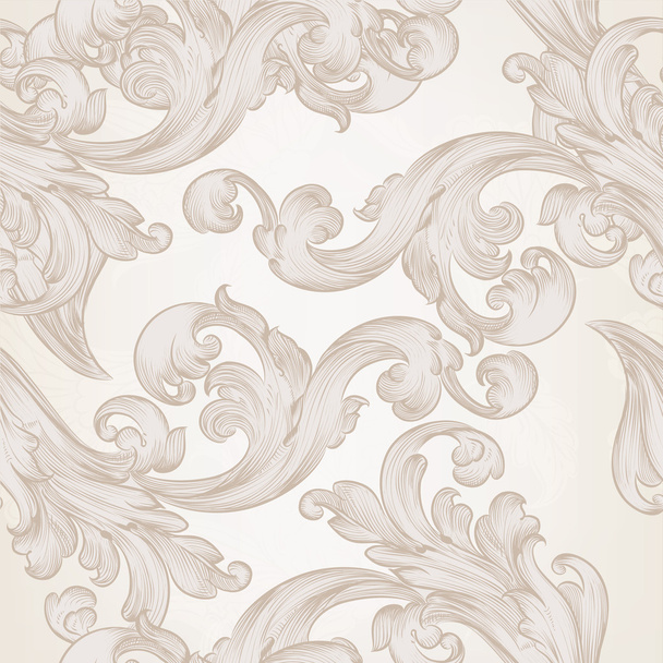 Seamless vector wallpaper pattern with swirl floral element - Vector, Image