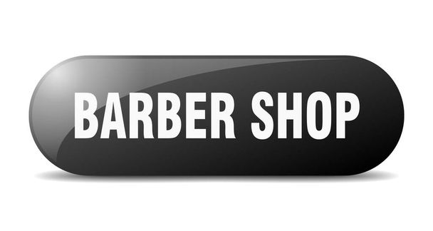 barber shop button. rounded glass sign. sticker. banner - Wektor, obraz