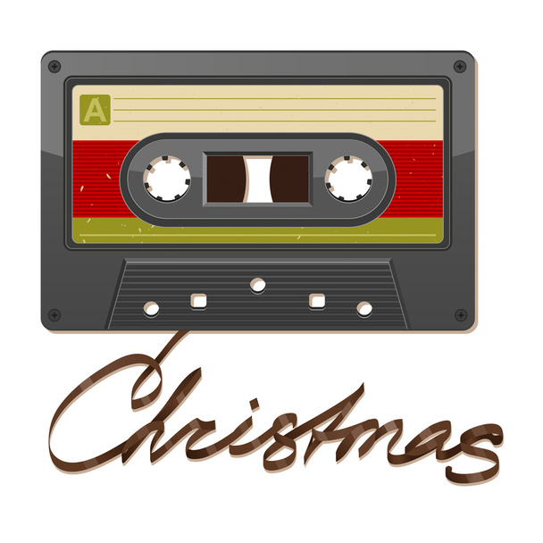 オーディオ カセット テープです。クリスマスを書かれた映画 - ベクター画像