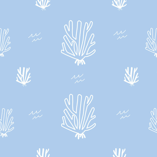 Baby Blue Coral Stock Water Ocean Непрерывный повторяющийся векторный рисунок - Вектор,изображение