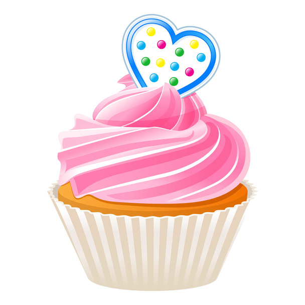 Cupcake with blue heart - Vector, afbeelding