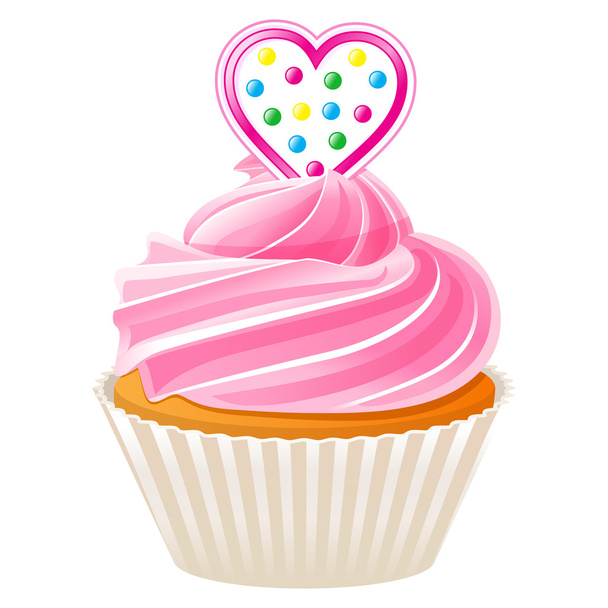 Cupcake with blue heart - Vector, Imagen
