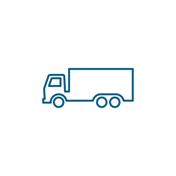 Big Truck Line Icono azul sobre fondo blanco. Ilustración de vectores de estilo plano azul. - Vector, imagen